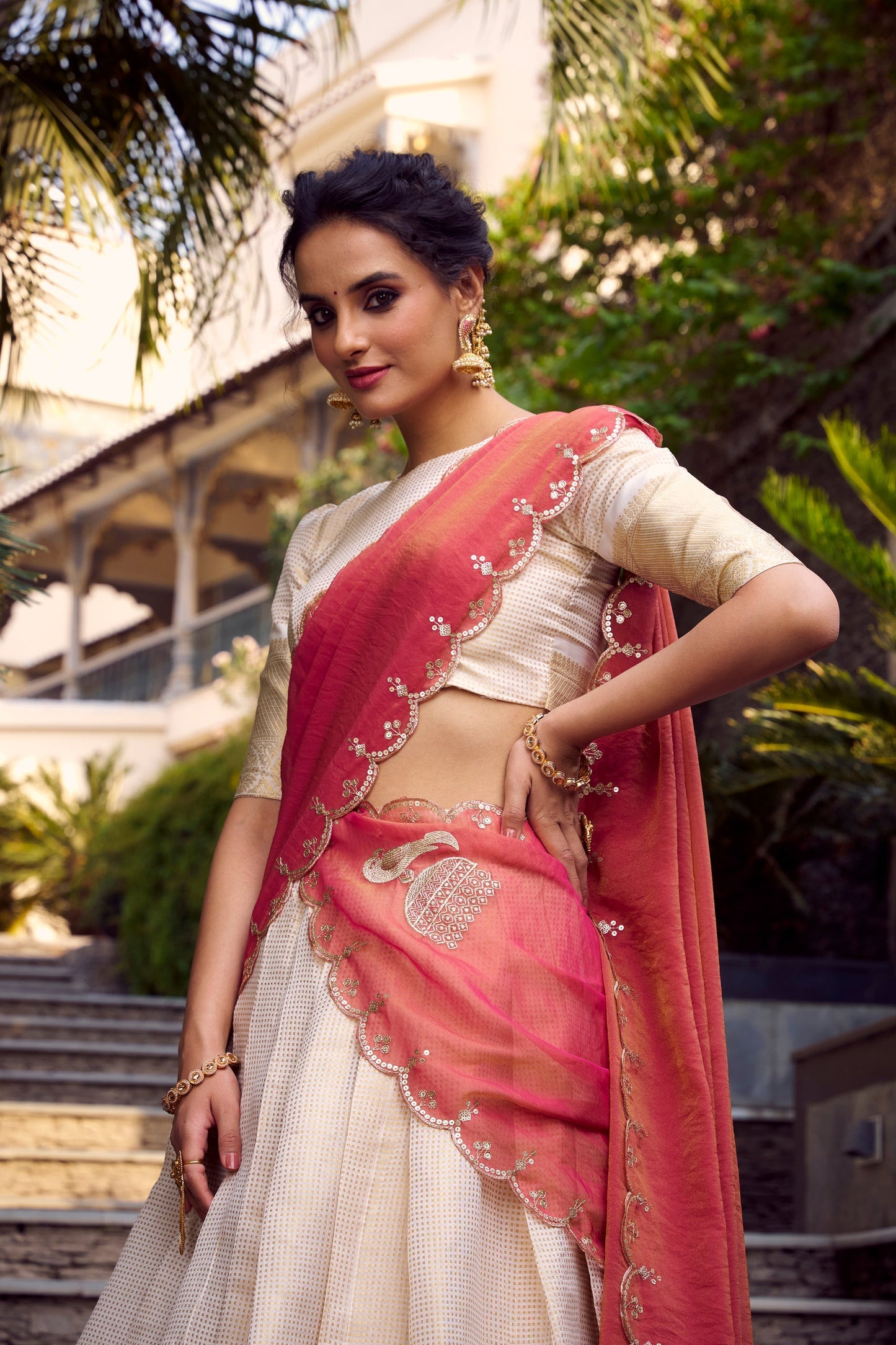 JEQUARD CHEX ZARI WEAVING WORK LEHENGA CHOLI WITH DUPATTA (WDN81)