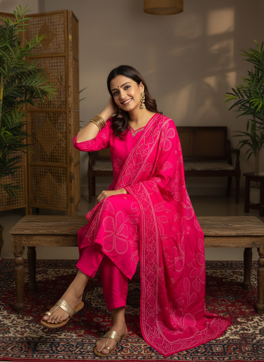 Graceful Pink Embroidered Kurta Set with Dupatta (SWDH17)