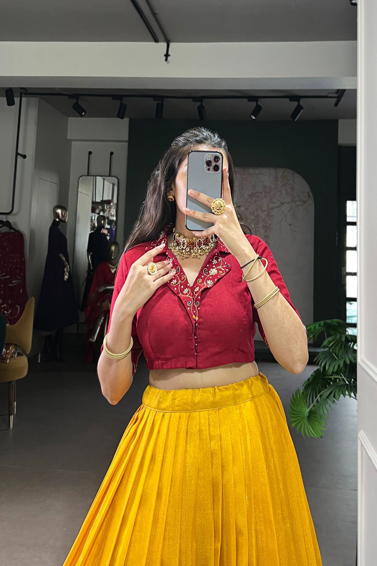 POLY COTTON PRINTED ZARI WEAVING LEHENGA WITH PURE COTTON HAND WORK BLOUSE (WDN85) 01