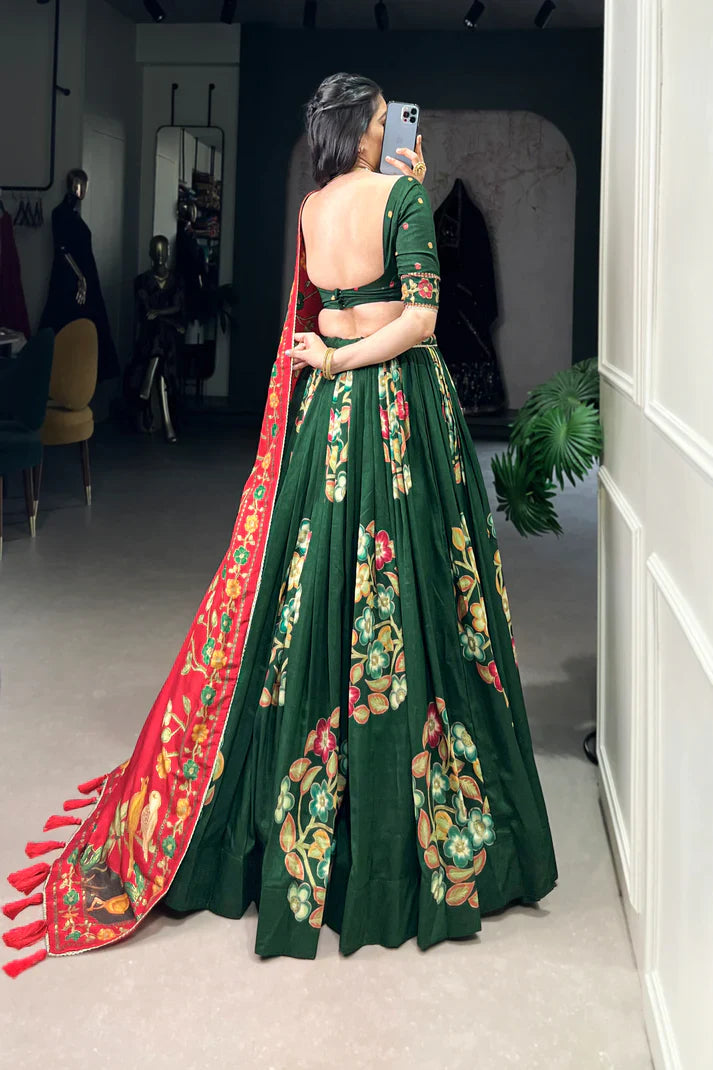 TUSSAR SILK LEHENGA CHOLI WITH DUPATA(WD64)