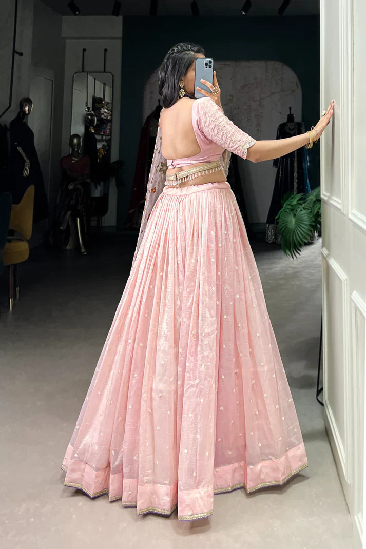 GOLD CRUSH THREAD EMBROIDERED LEHENGA CHOLI(WD106)
