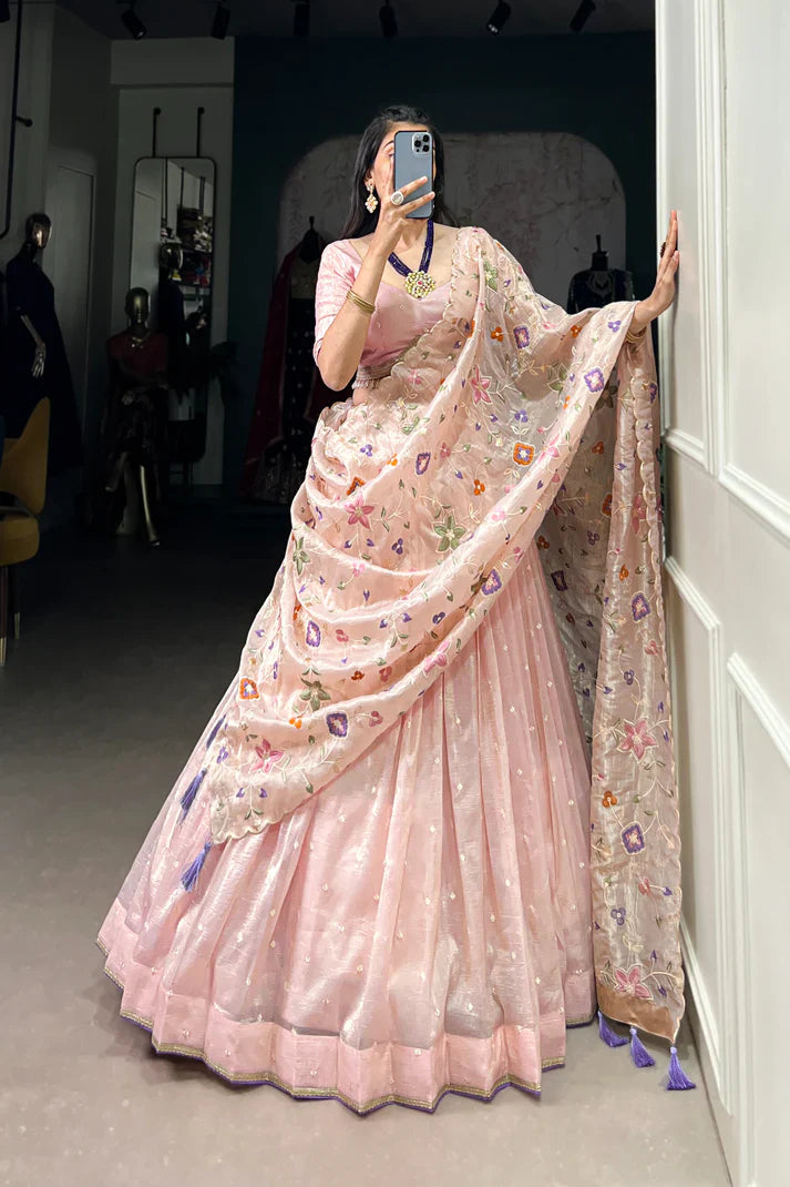 GOLD CRUSH THREAD EMBROIDERED LEHENGA CHOLI(WD106)