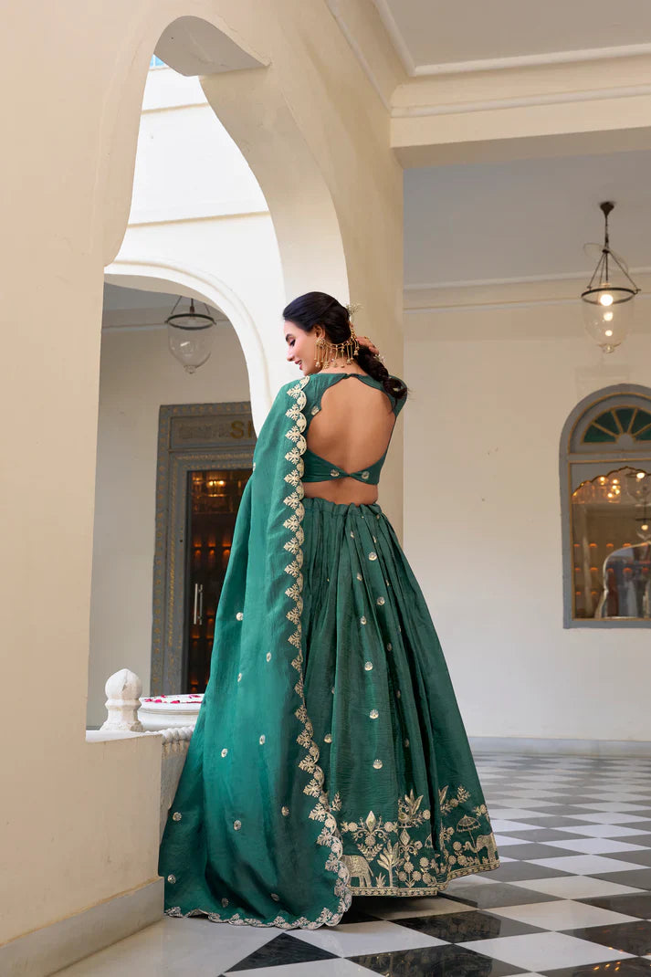 GOLD CRUSH EMBROIDERED LEHENGA CHOLI WITH DUPATTA(WD96) (03)