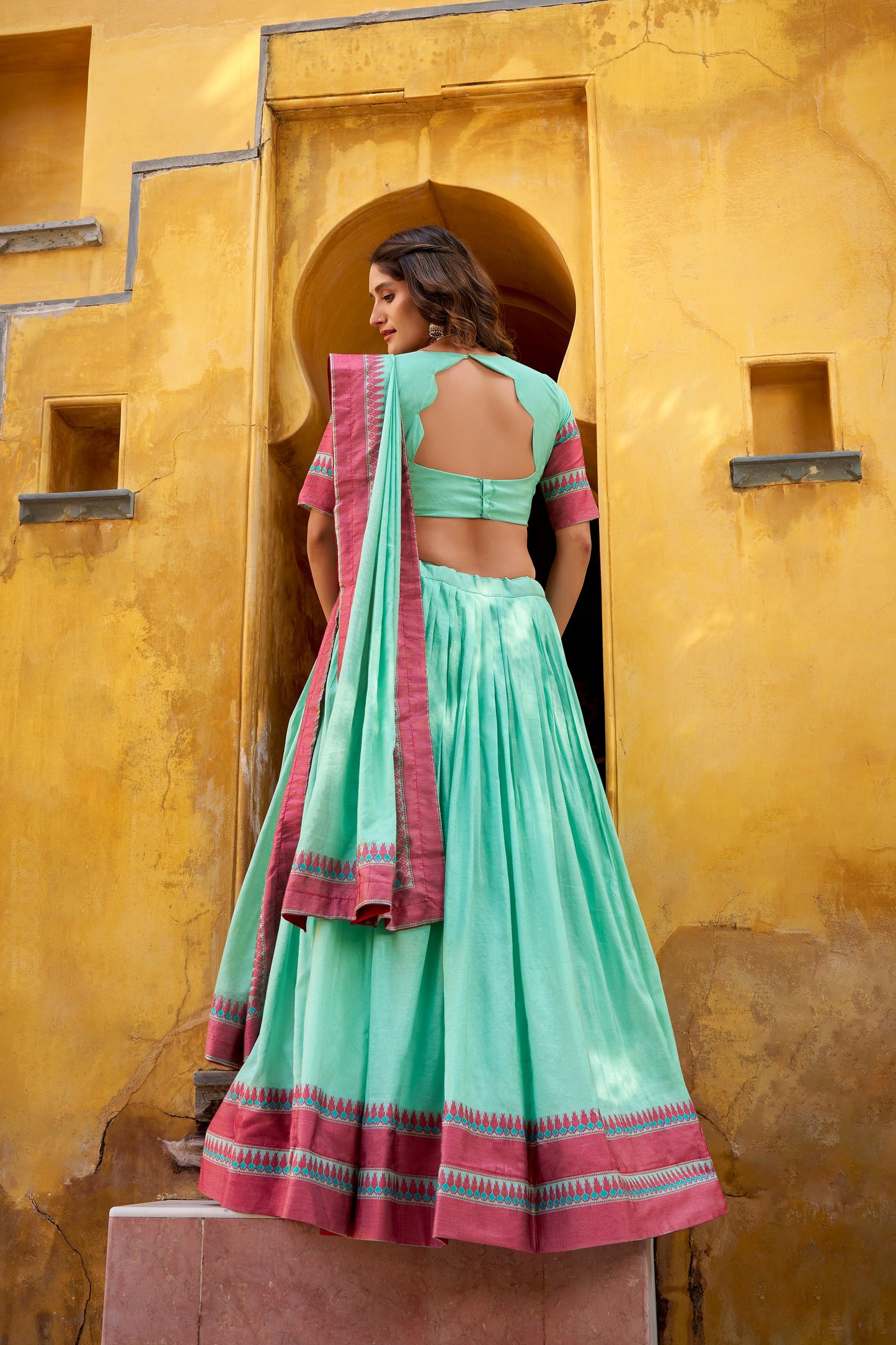 OCCASION SPECIAL PURE CHANDERI THREAD WORK LEHENGA CHOLI WITH DUPATTA (TT15)