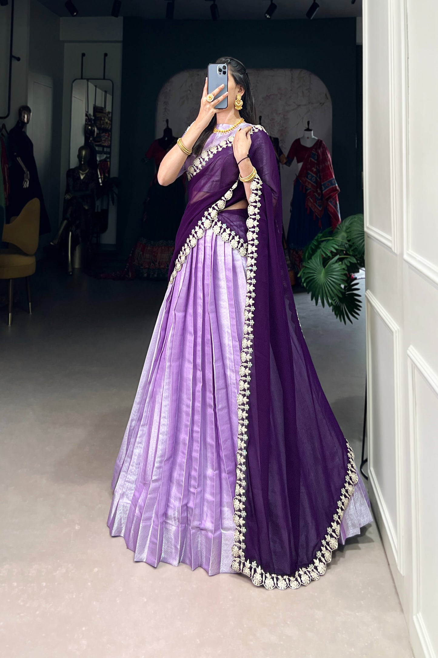 TILTON JEQUARD SILK LEHENGA CHOLI WITH DUPATTA