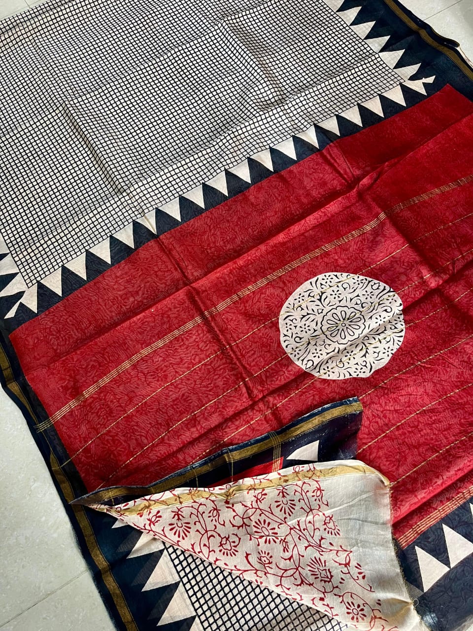 Premium Hand Block Printed Chanderi Silk Saree (SWSRCHACH19)