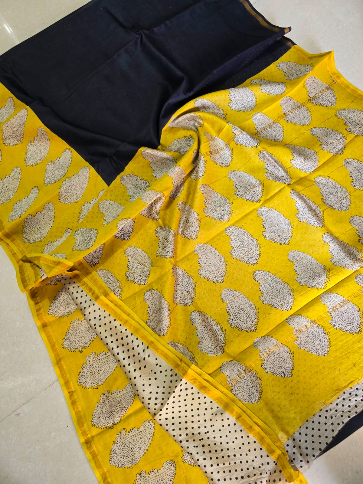 Premium Hand Block Printed Chanderi Silk Saree 36