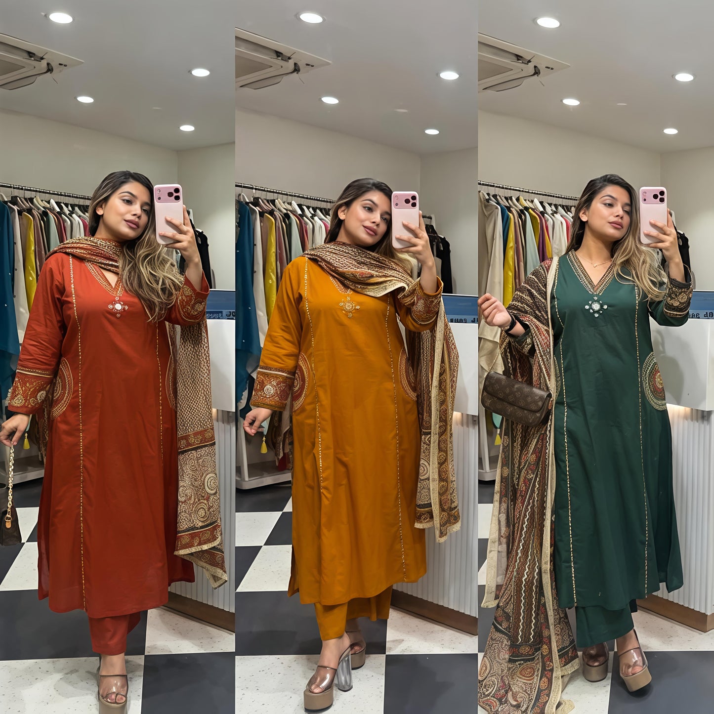 Women’s Embroidered Kurta Pant Set with Dupatta (RD33)