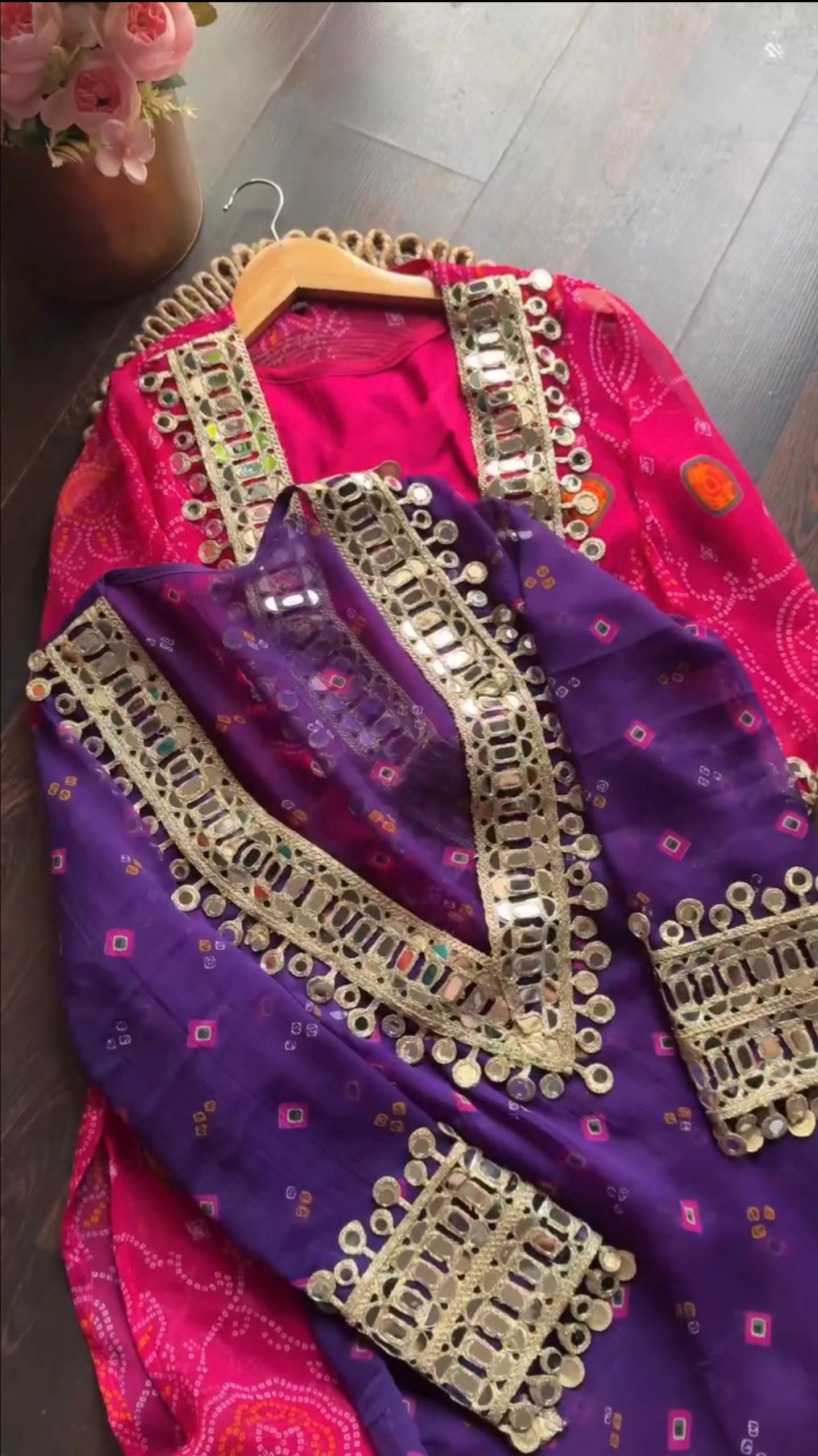 Velvet Charm Embroidered Kurta Set (Purple & Pink) πβ€οΈ(RD39)