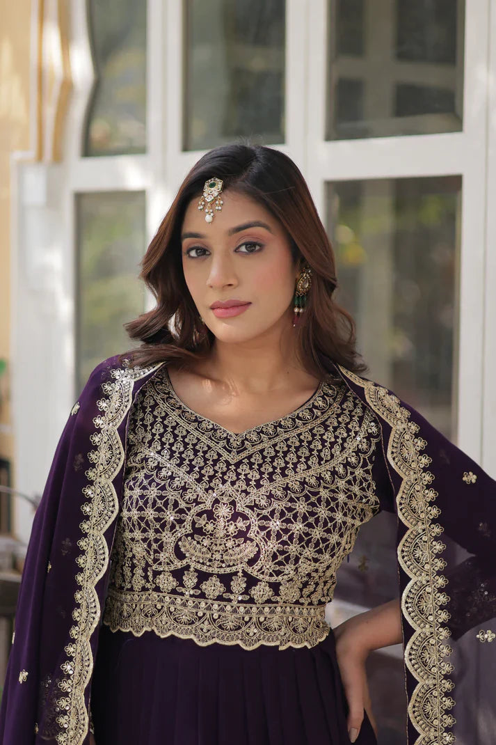 WEDDING SPECIAL BLOOMING EMBROIDERED GOWN WITH DUPATTA(WD53)