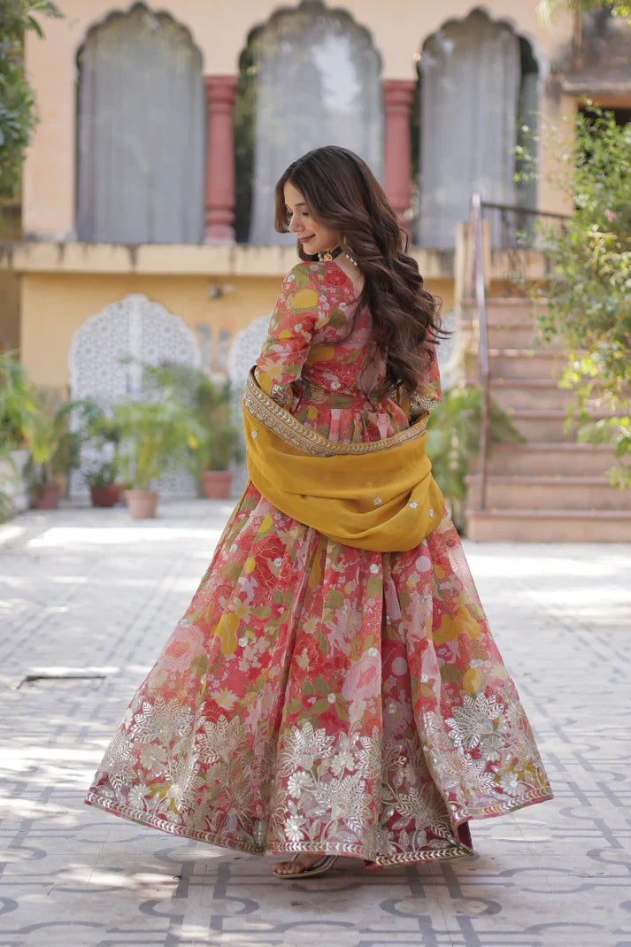 RUSSIAN SILK EMBROIDERED GOWN WITH DUPATTA(WD92)