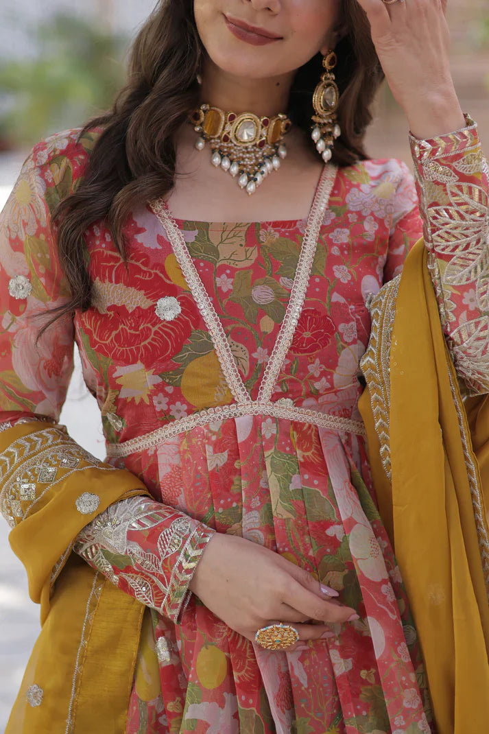 RUSSIAN SILK EMBROIDERED GOWN WITH DUPATTA(WD92)