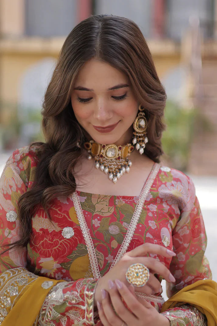 RUSSIAN SILK EMBROIDERED GOWN WITH DUPATTA(WD92)