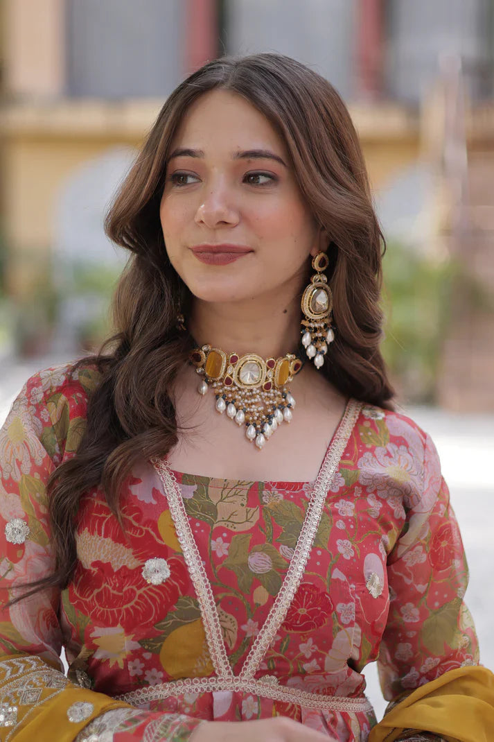 RUSSIAN SILK EMBROIDERED GOWN WITH DUPATTA(WD92)