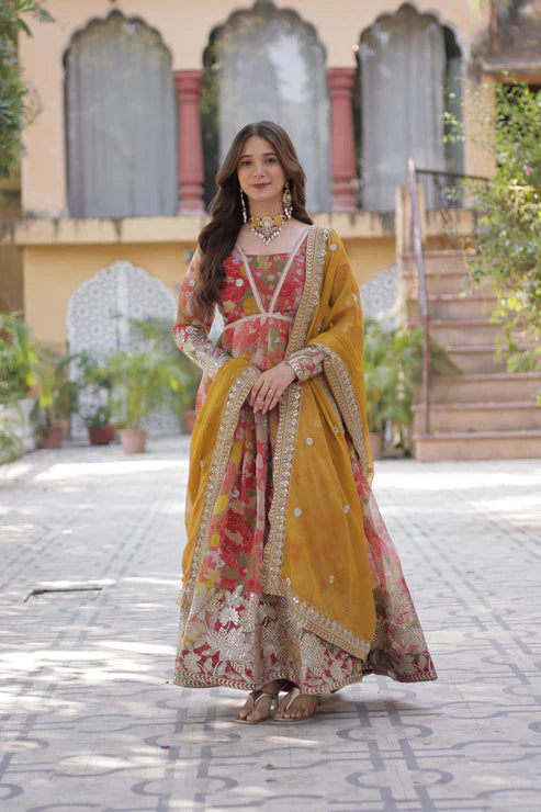 RUSSIAN SILK EMBROIDERED GOWN WITH DUPATTA(WD92)