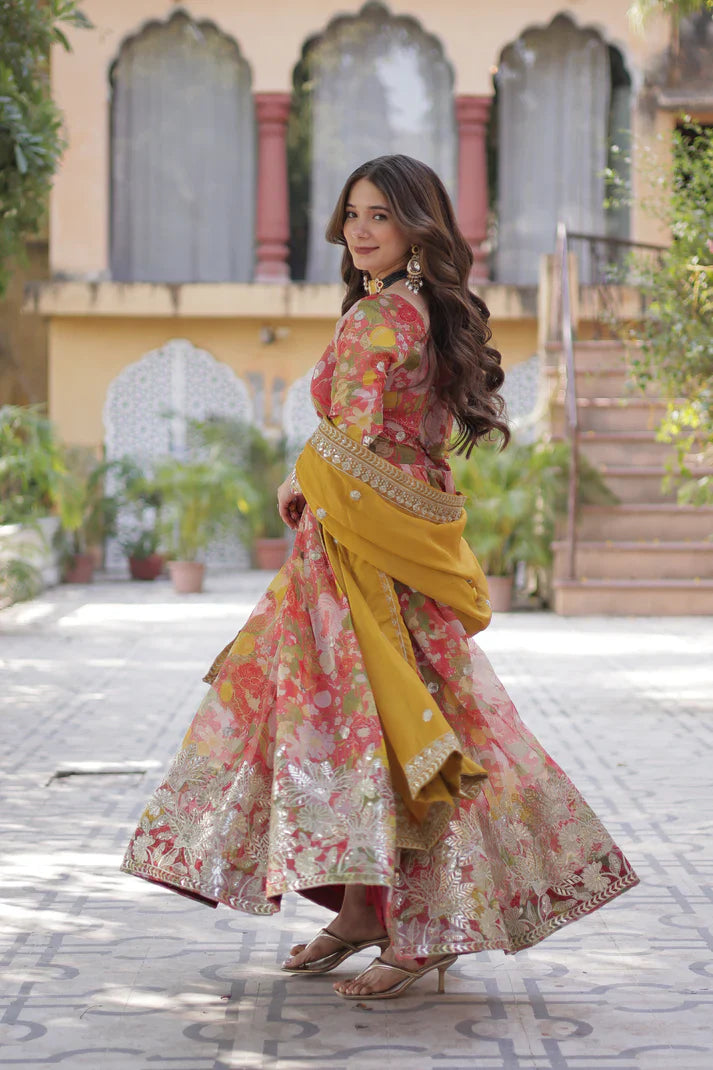 RUSSIAN SILK EMBROIDERED GOWN WITH DUPATTA(WD92)