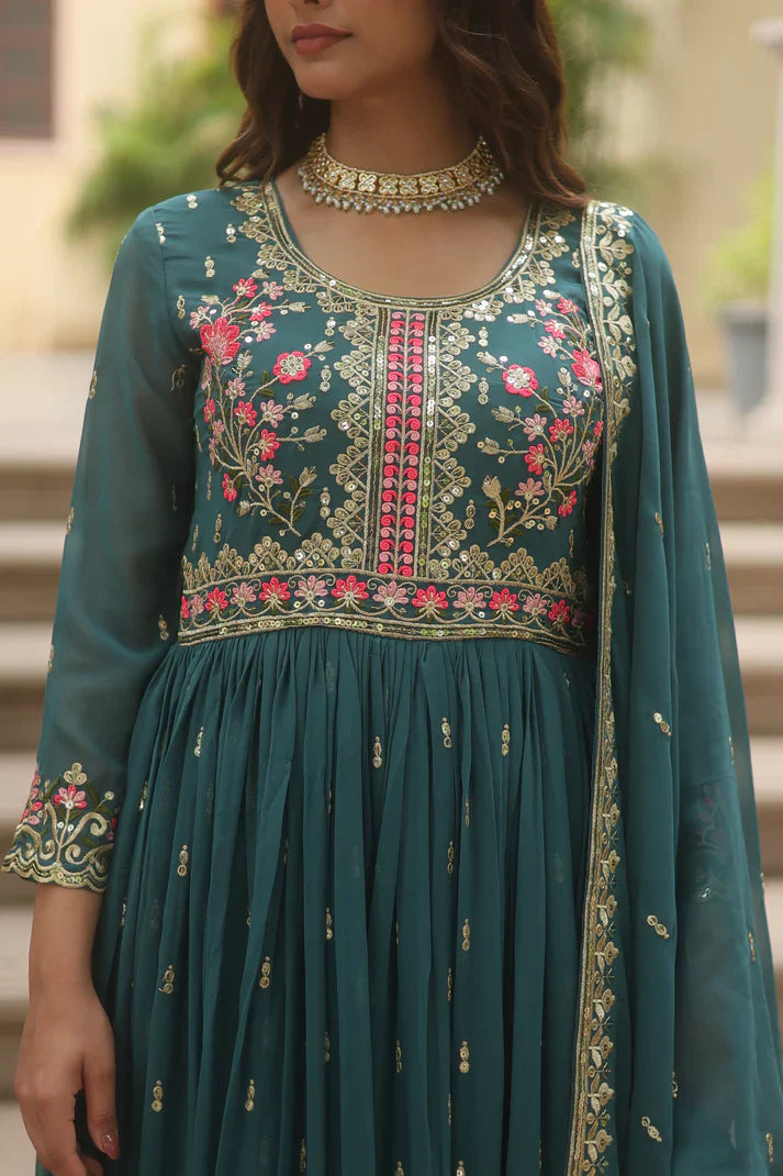 WEDDING SPECIAL FAUX GEORGETTE EMBROIDERED SHARARA WITH DUPATTA(WD126)