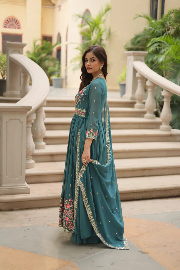 WEDDING SPECIAL FAUX GEORGETTE EMBROIDERED SHARARA WITH DUPATTA(WD126)
