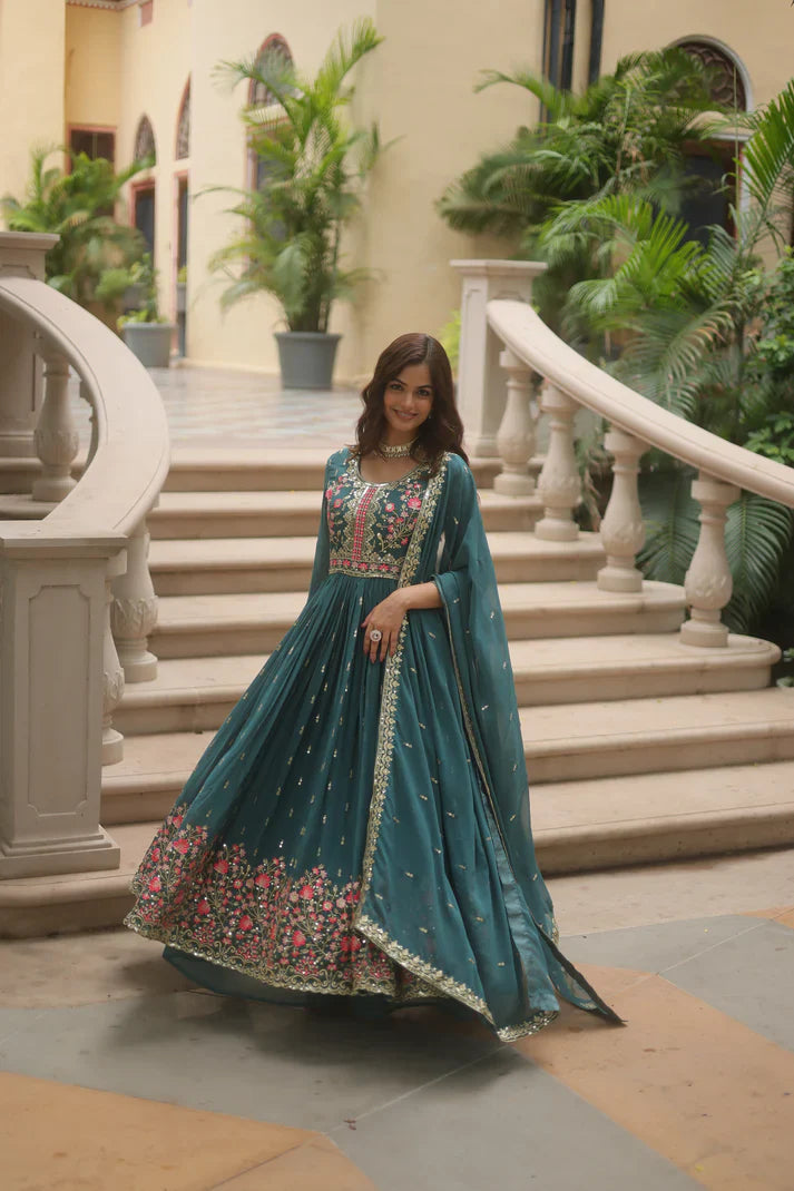 WEDDING SPECIAL FAUX GEORGETTE EMBROIDERED SHARARA WITH DUPATTA(WD126)