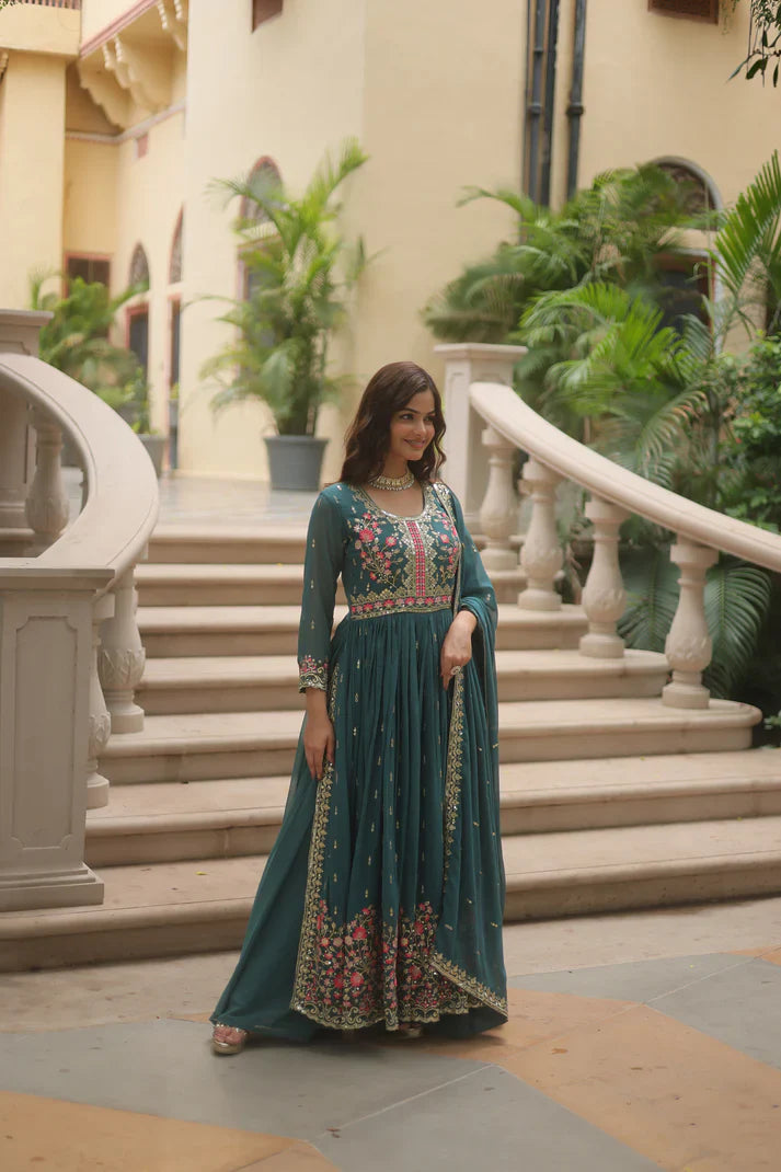 WEDDING SPECIAL FAUX GEORGETTE EMBROIDERED SHARARA WITH DUPATTA(WD126)