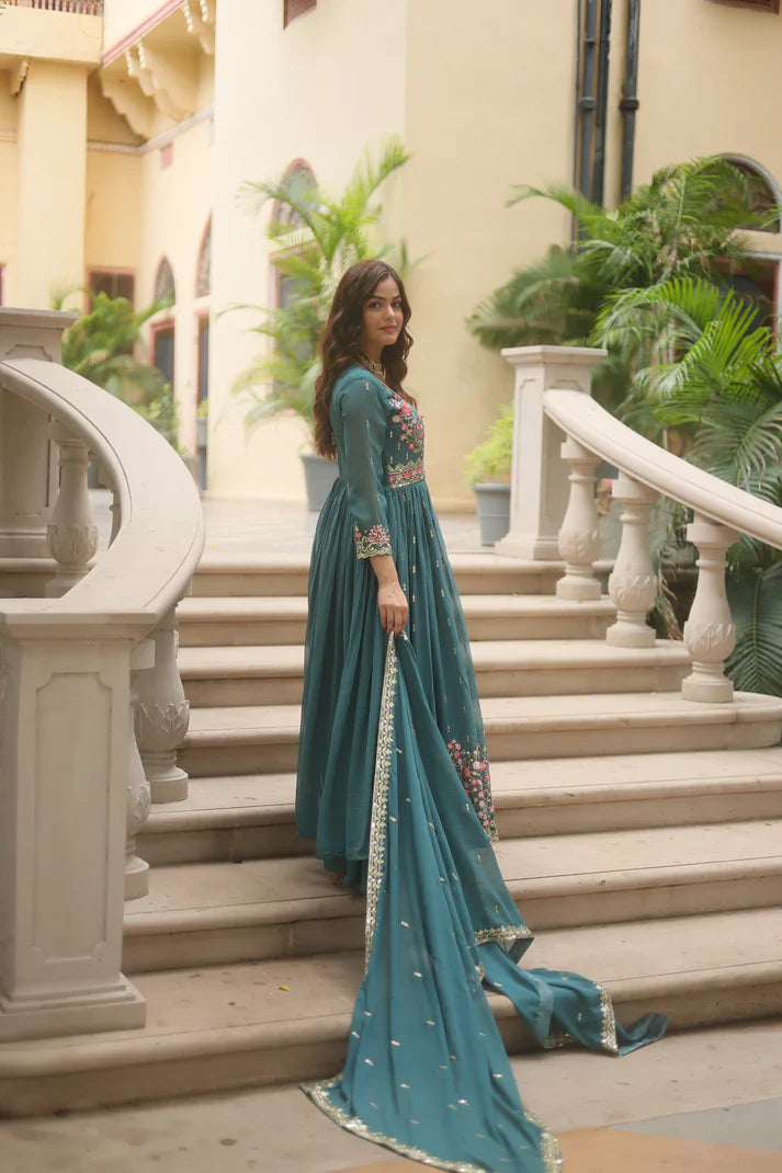 WEDDING SPECIAL FAUX GEORGETTE EMBROIDERED SHARARA WITH DUPATTA(WD126)