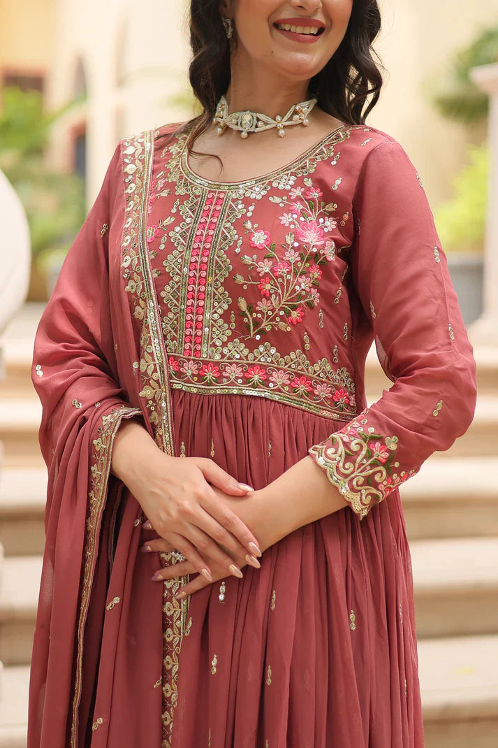 WEDDING SPECIAL FAUX GEORGETTE EMBROIDERED SHARARA WITH DUPATTA(WD126)(01)