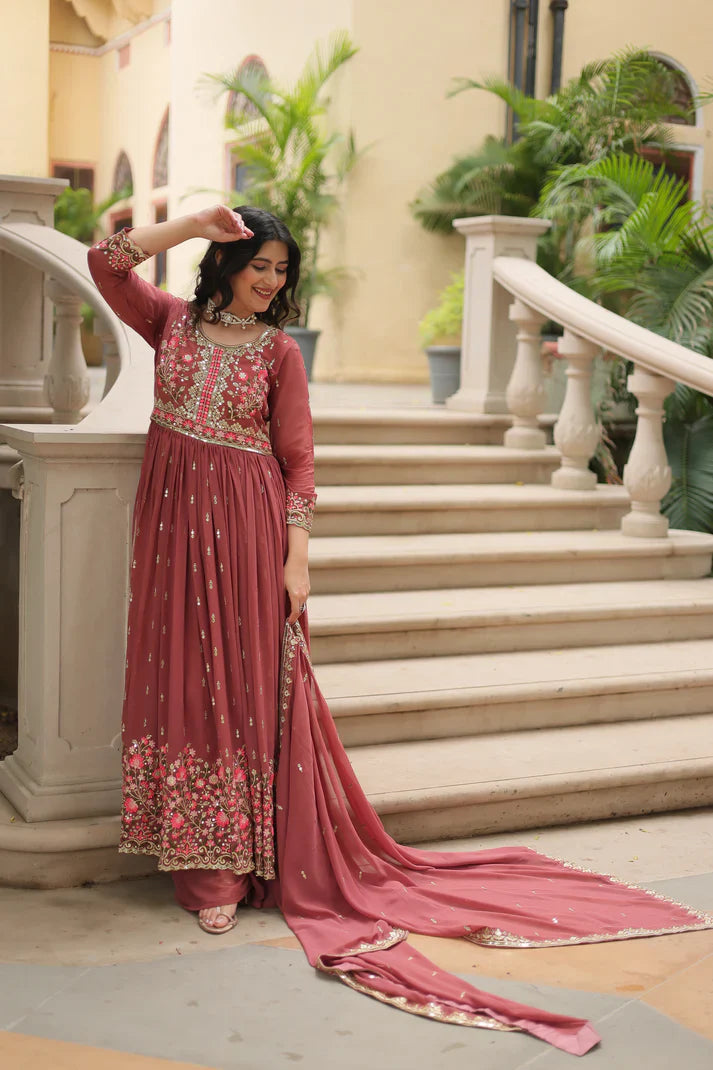 WEDDING SPECIAL FAUX GEORGETTE EMBROIDERED SHARARA WITH DUPATTA(WD126)(01)