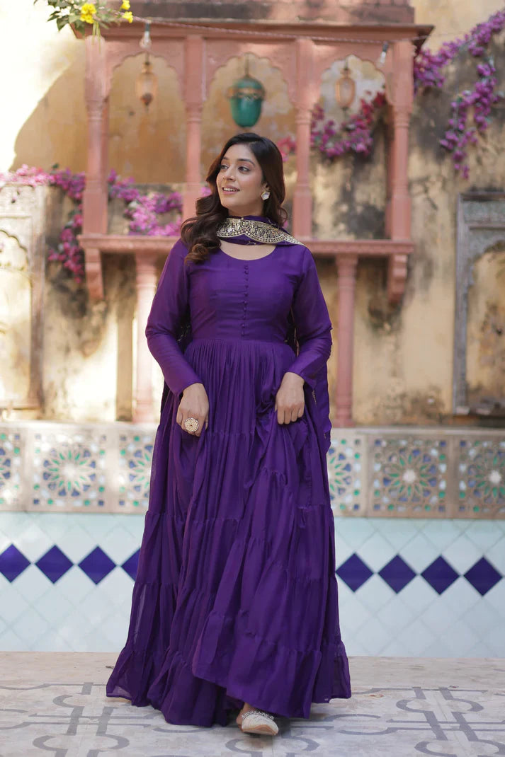 WEDDING SPECOAL STAR GEORGETTE GOWN WITH DUPATTA(WD54) (01)
