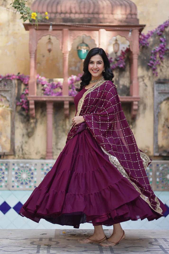 WEDDING SPECOAL STAR GEORGETTE GOWN WITH DUPATTA(WD123) (03)