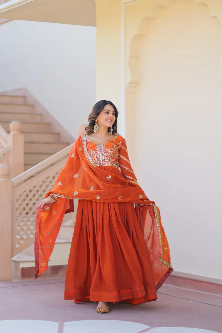FENDY ZARI WITH SEQUINS EMBROIDERED GOWN WITH DUPATTA(WD62) (01)