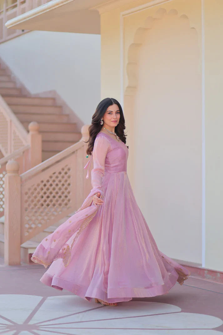 FENDY CHIFFON 12 KALI GOWN WITH EMBROIDERED DUPATTA (WD69)