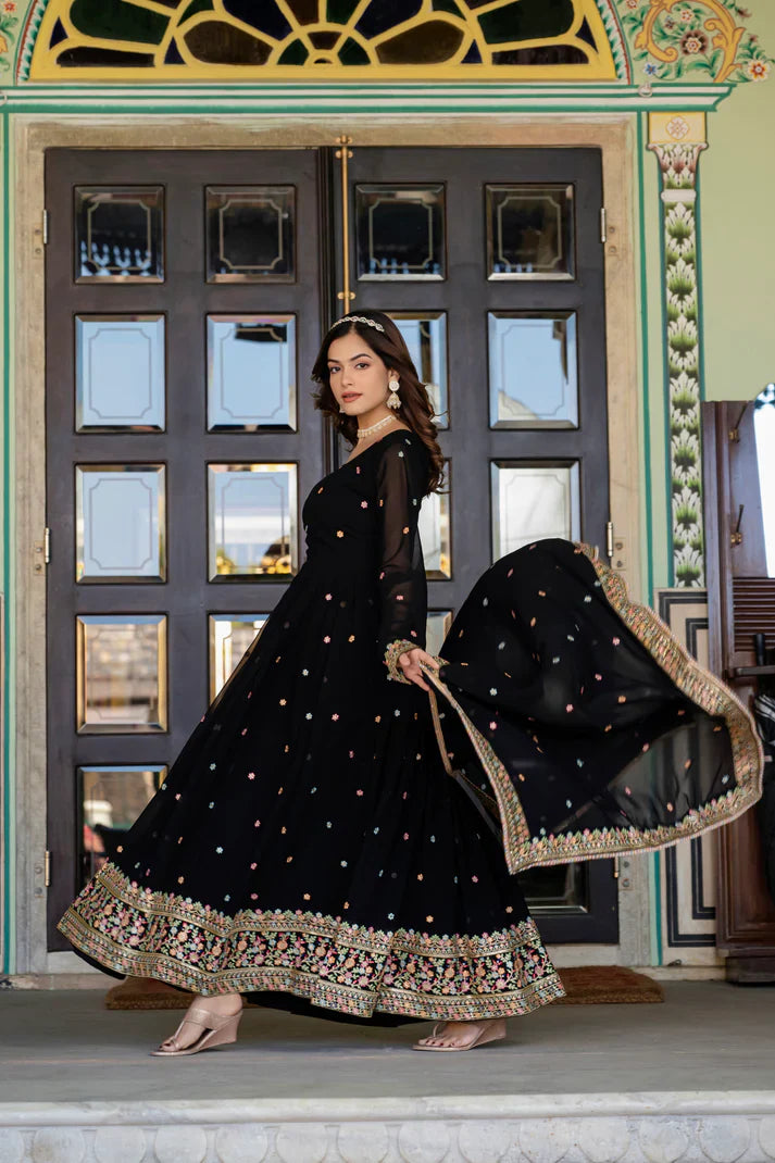 PRIMIUM FAUX GEORGETTE SEQUANCE EMBROIDERED GOWN WITH DUPATTA(WD06))
