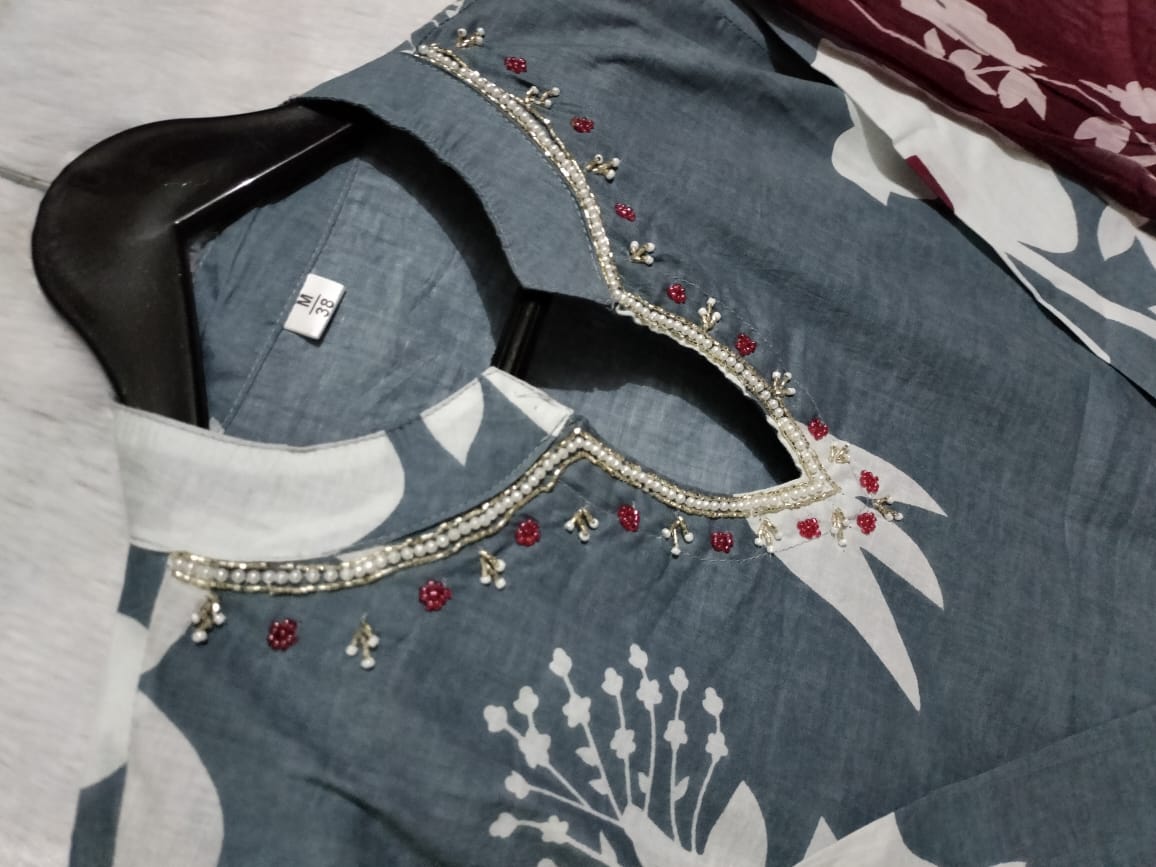 Beautiful pure cotton kurti pant dupatta set๐