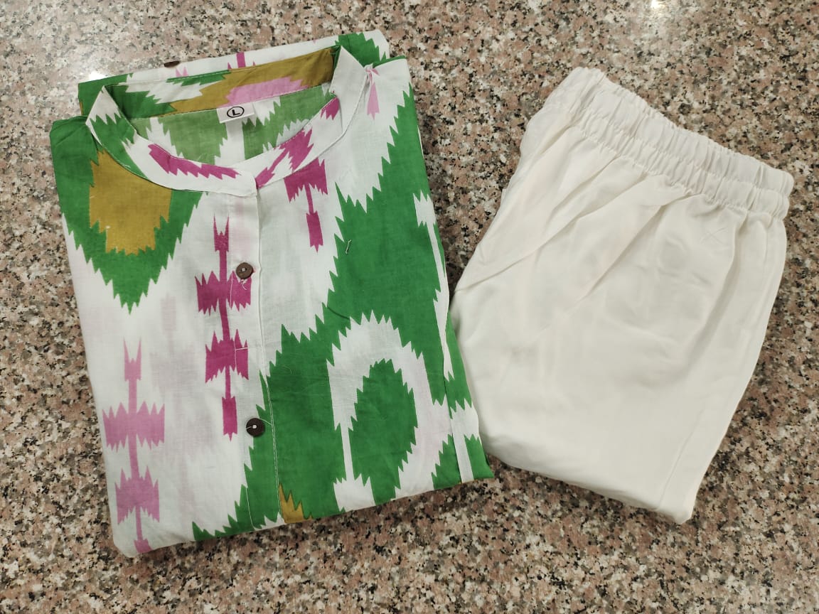 Launching designer Co-erd set in Aline pattern paried with Ankle length pant Giving perfect outfit and deliberate choice about your look..๐๐
