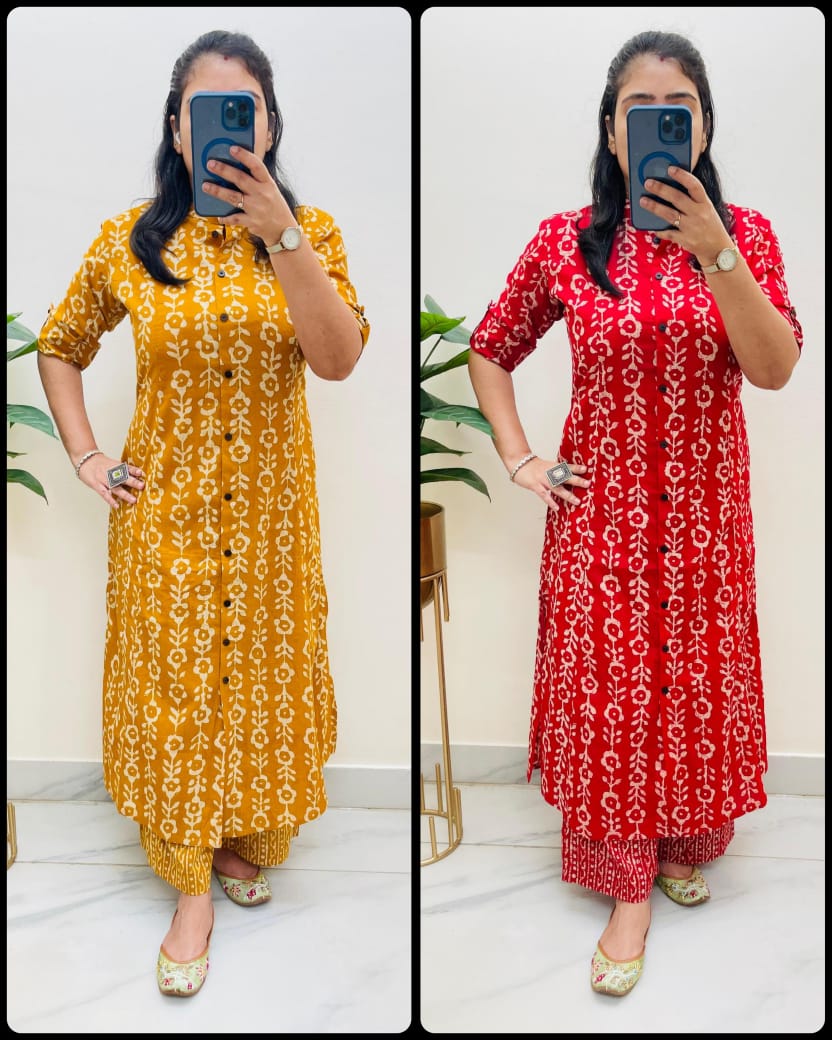 Launching designer Co-erd set in Aline pattern paried with Ankle length pant Giving perfect outfit and deliberate choice about your look..๐๐