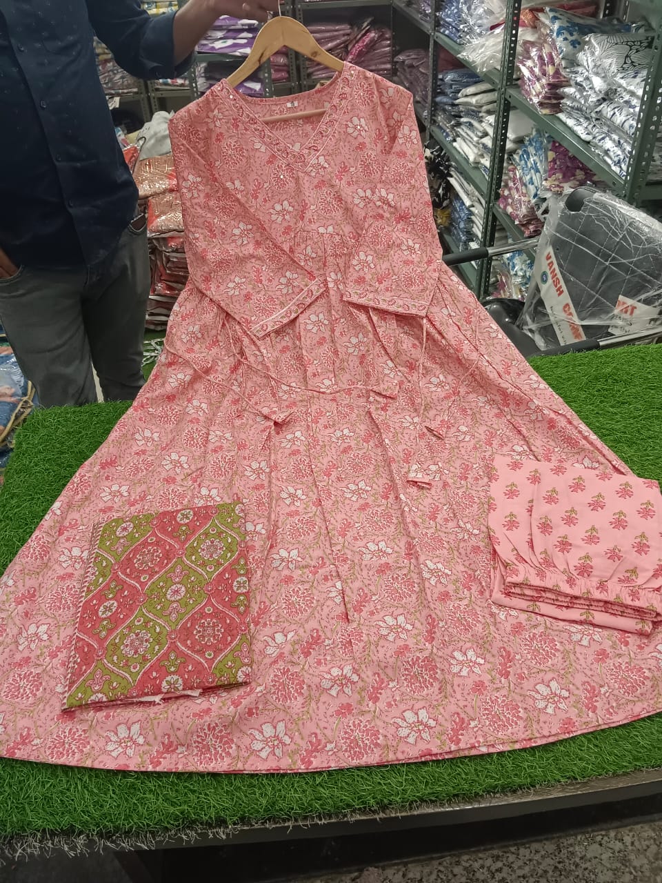 Presenting New Cotton Festival Collection In Pure Cotton With Hand And Adda mirror Work kurti And pant Dupatta Set Fully Stitched Ready To Wear ๐ฅ๐๐ฅฐ