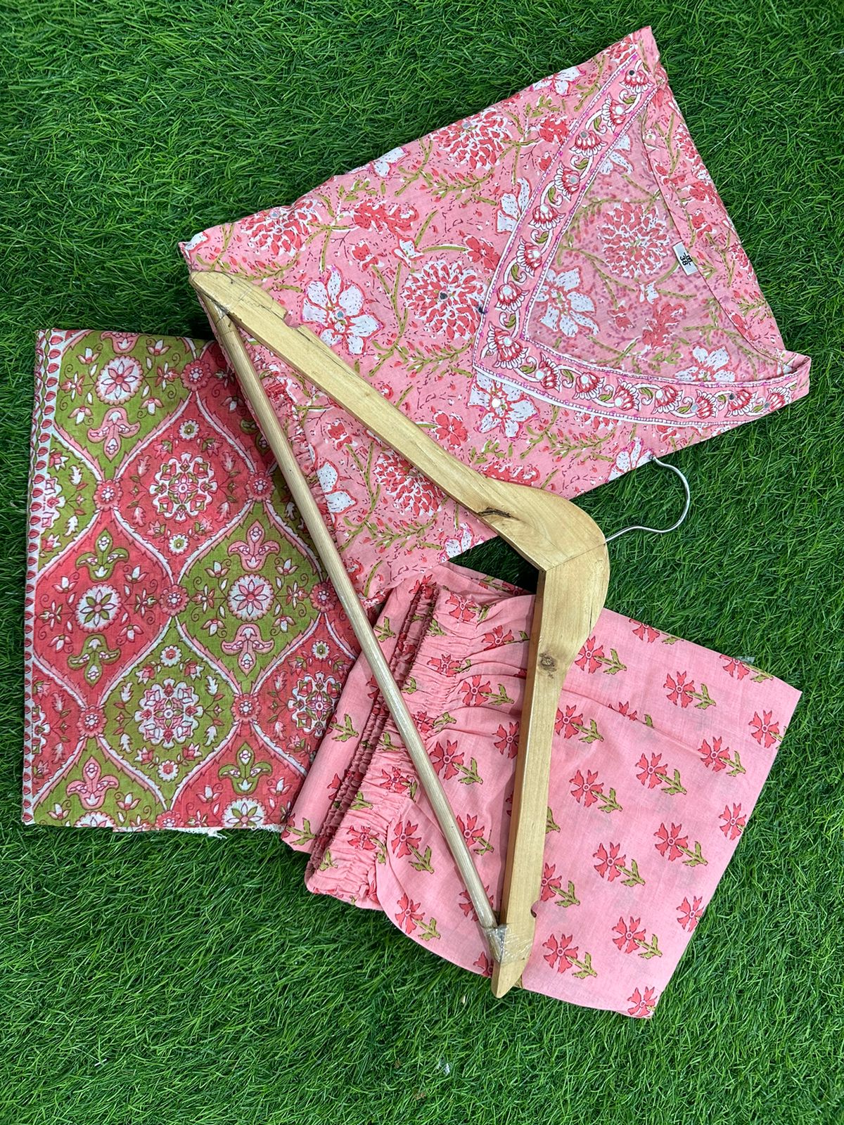 Presenting New Cotton Festival Collection In Pure Cotton With Hand And Adda mirror Work kurti And pant Dupatta Set Fully Stitched Ready To Wear ๐ฅ๐๐ฅฐ