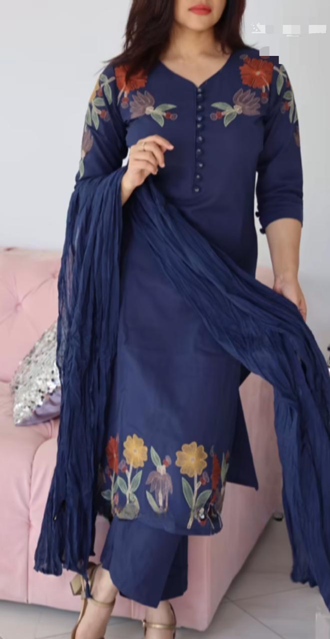 Pure Cotton 60-60 Super dyeing kurta with beautiful Heavy Embroidery Work On Yoke