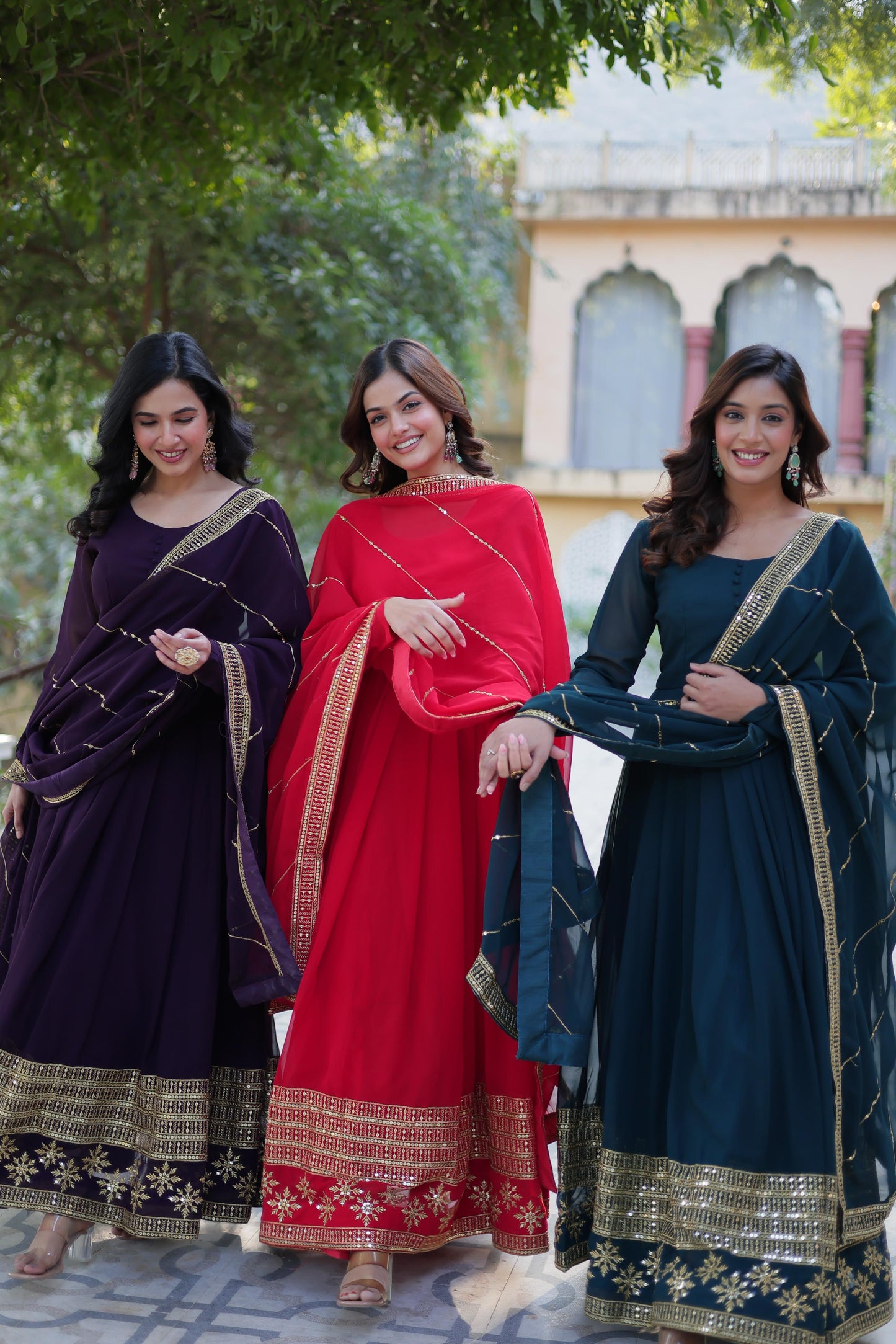 Faux Blooming Gown with Dupatta With Attractive Embroidered work.π