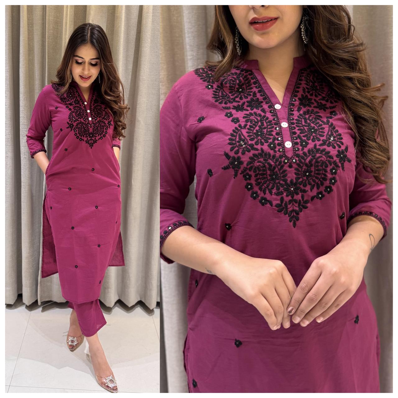 Beautiful Pure Cotton Kurti Afghani Pant set with both side pockets π(SWCD37)