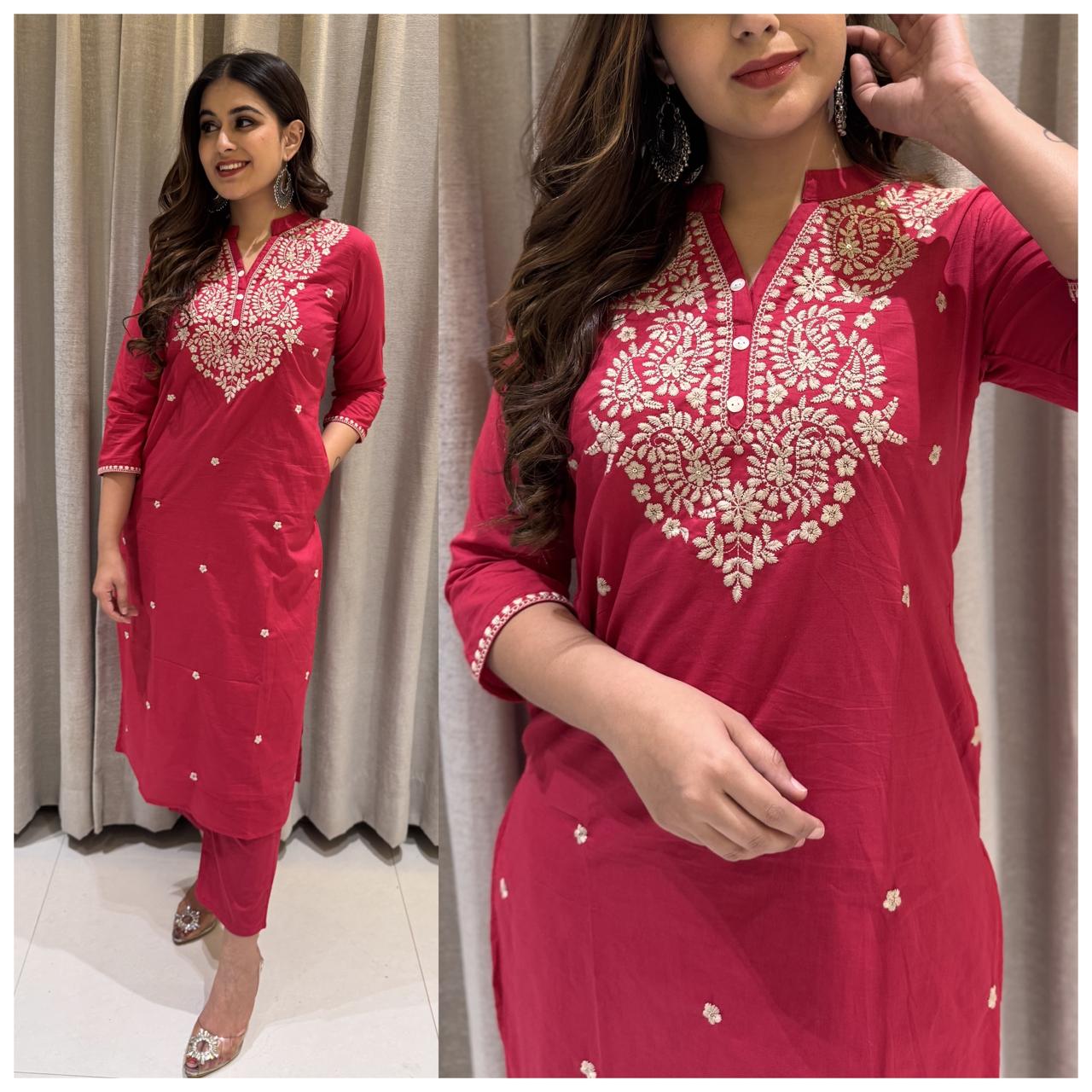 Beautiful Pure Cotton Kurti Afghani Pant set with both side pockets π(SWCD37)