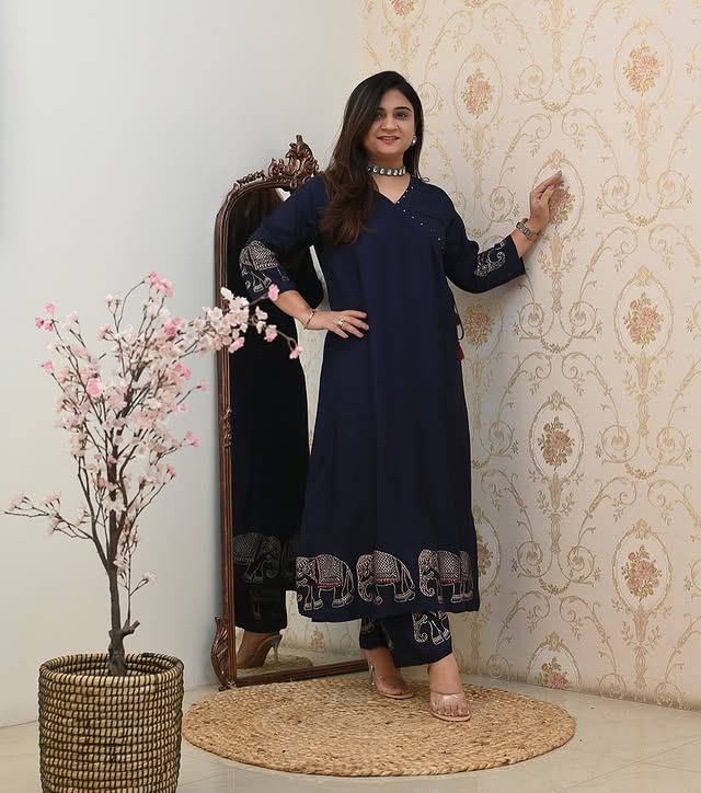 Upgrade your office wear wardrobe with this classy kurti embroidery work detailing with(SWCD06)