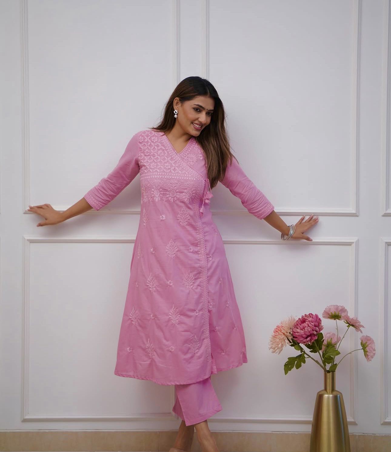 ✨✨Shop this beautiful cotton chikankari angrakha style pant sets perfect for this summer✨✨(SWCD29)