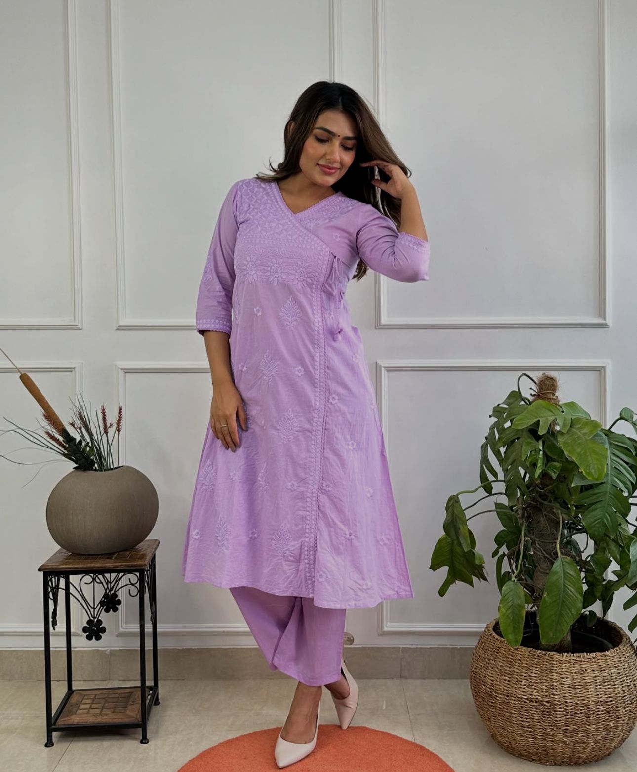 ✨✨Shop this beautiful cotton chikankari angrakha style pant sets perfect for this summer✨✨(SWCD29)