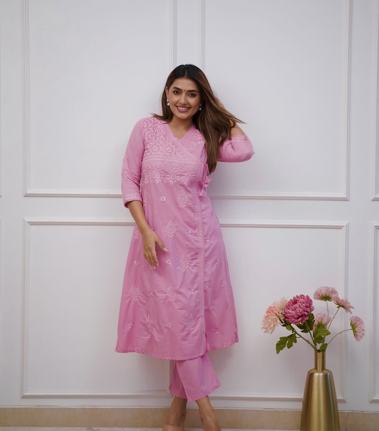 ✨✨Shop this beautiful cotton chikankari angrakha style pant sets perfect for this summer✨✨(SWCD29)
