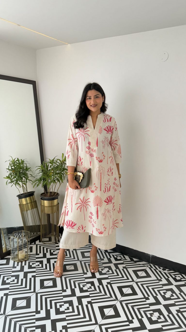 Kurta with plazo Sets-crafted from breathable flax cotton, designed for effortless elegance,(SWCD33)