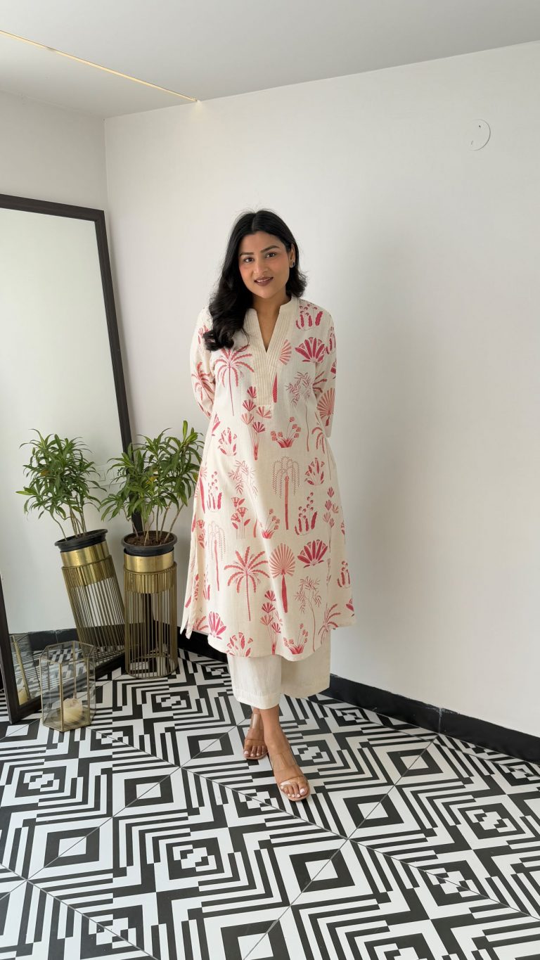 Kurta with plazo Sets-crafted from breathable flax cotton, designed for effortless elegance,(SWCD33)