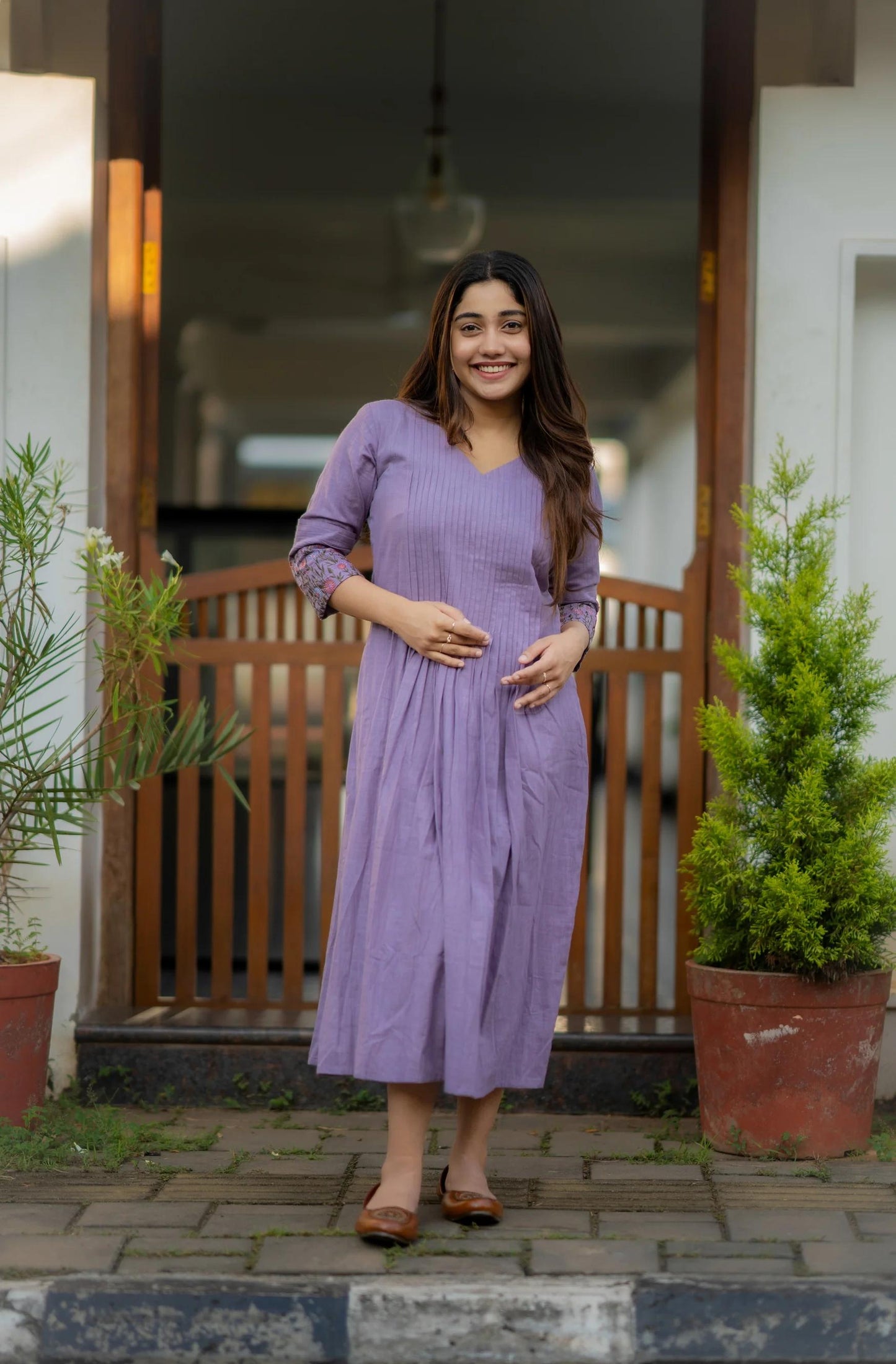 💥Launching Cotton dress with floral embroidery and Printex detailing on yoke and sleeves💥(SWCD16)