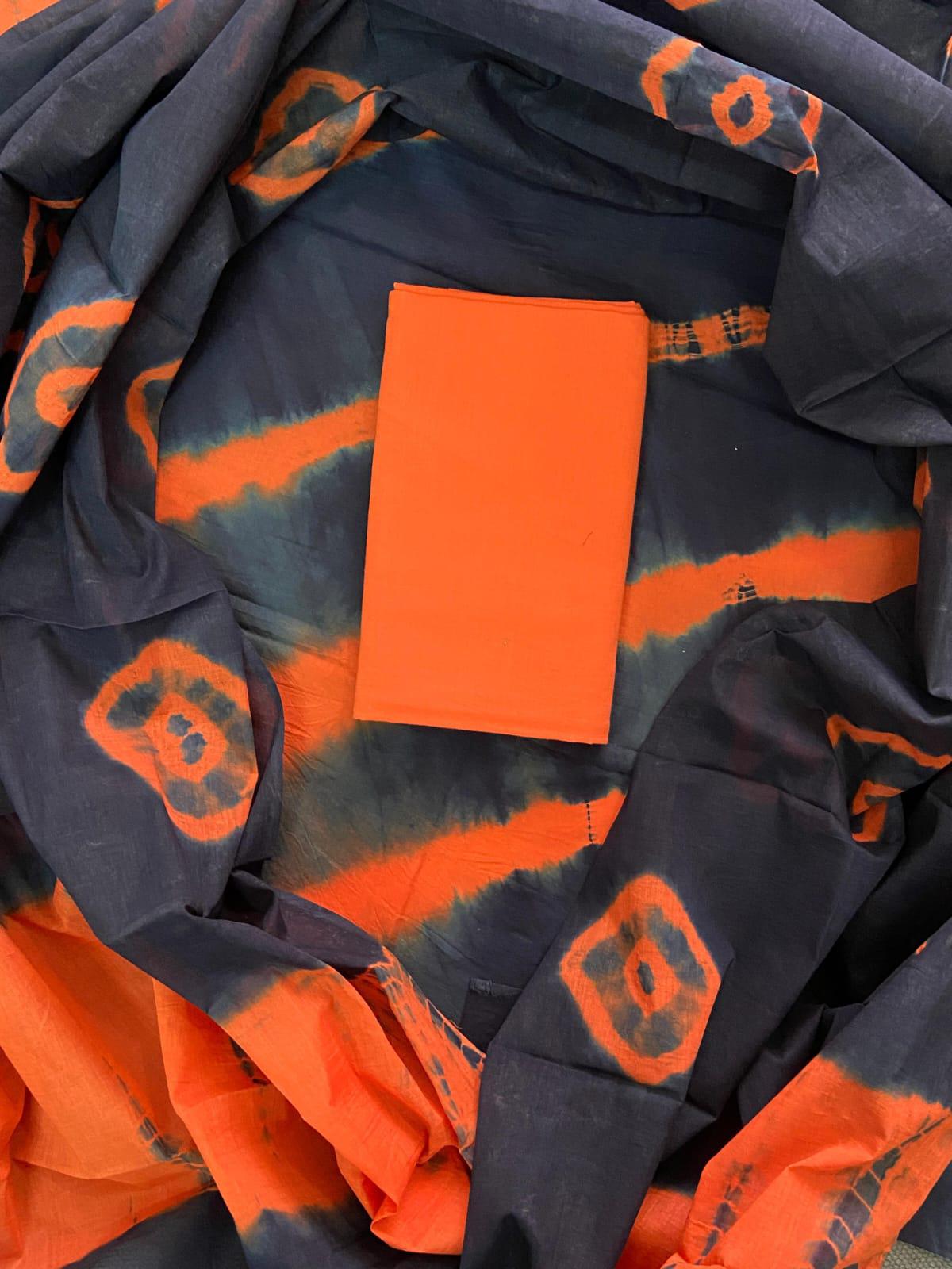 New Hand block printed cotton suit with cotton dupatta