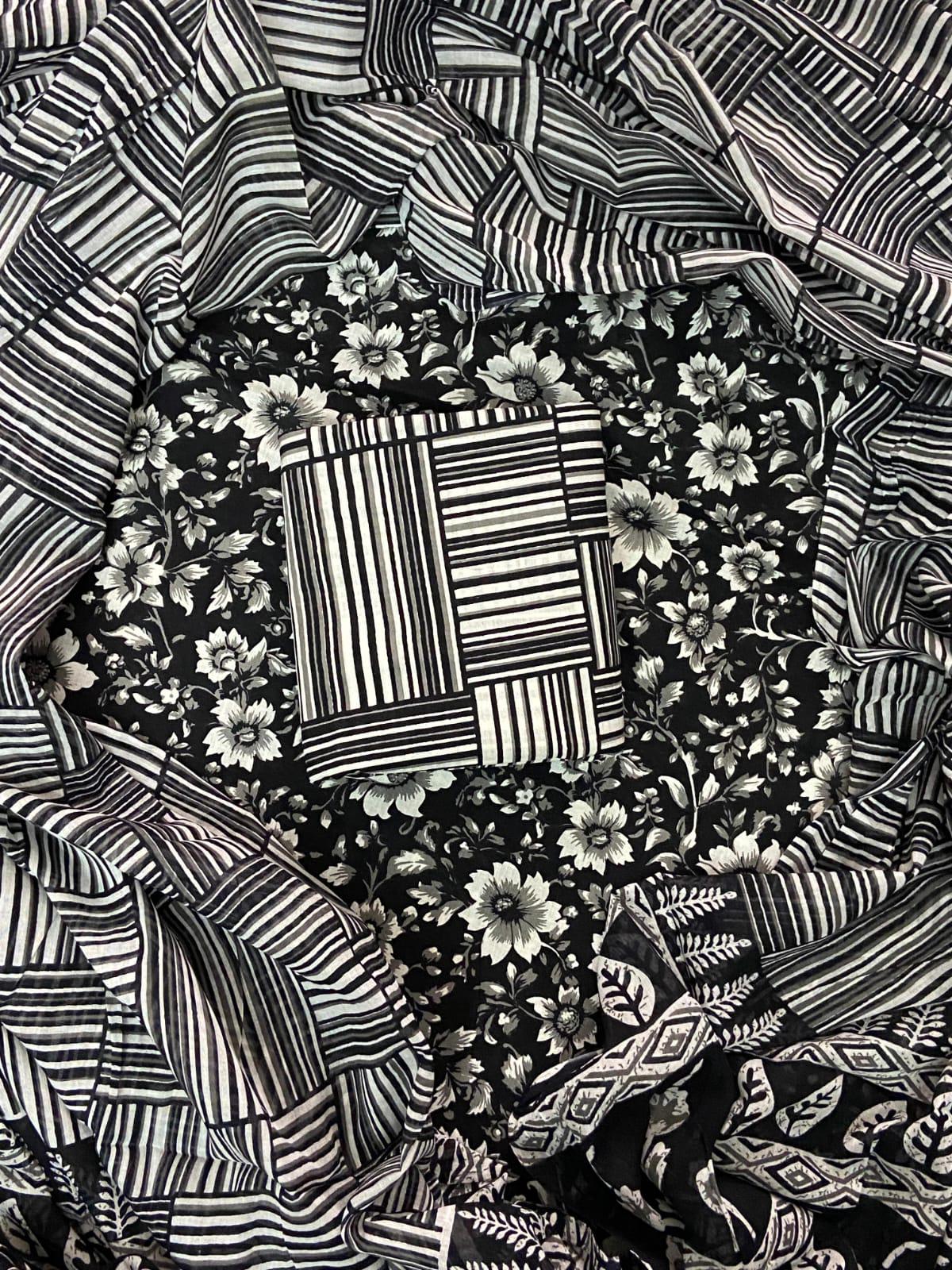 New Hand block printed cotton suit with cotton dupatta